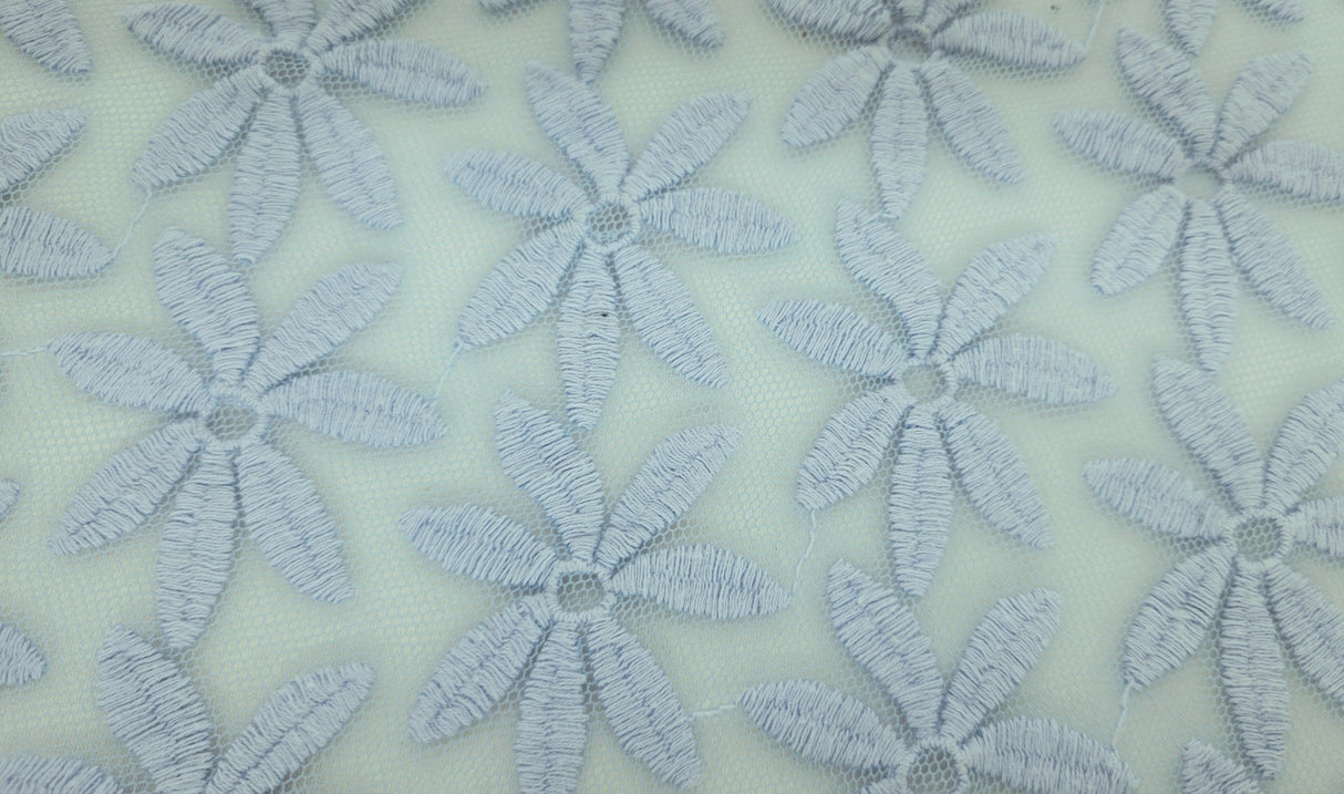 Floral Lace Sky Blue Cotton Nylon