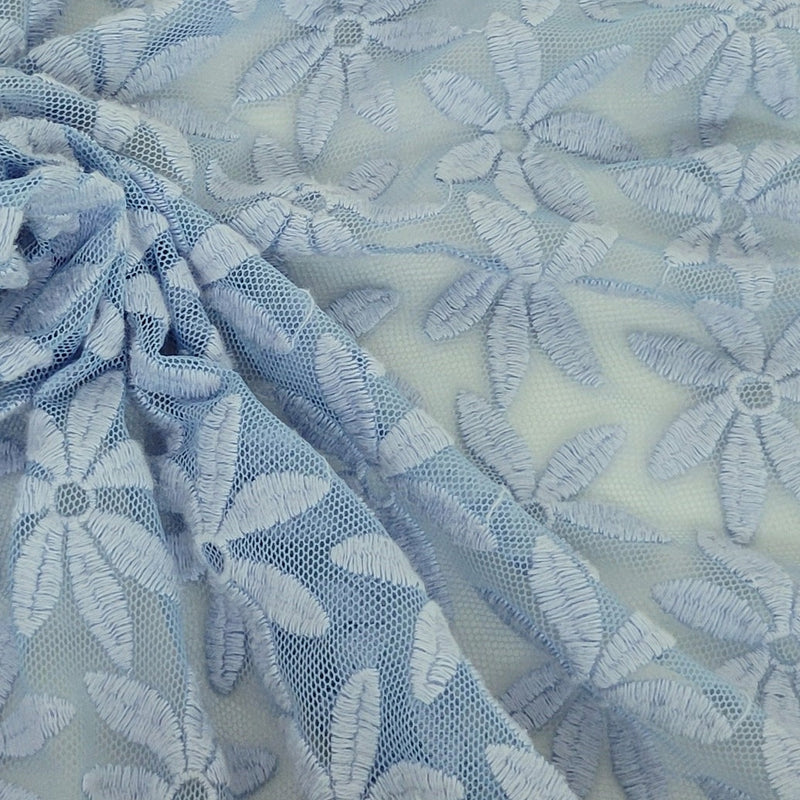 Floral Lace Sky Blue Cotton Nylon