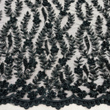 Beaded Lace Fabric on Polyester Net Mesh
