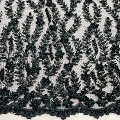 Beaded Lace Fabric on Polyester Net Mesh 50"