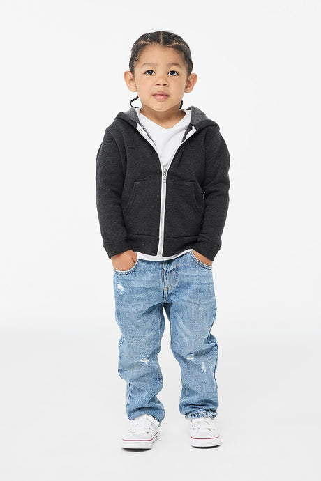 Image 1: Bella Canvas Toddler Sponge Fleece Full-Zip HoodieImage 2: Soft fleece zip hoodie for toddlersImage 3: Comfortable kids full zip sweatshirtImage 4: Blank toddler hoodie for printingImage 5: Premium Bella Canvas kids apparelImage 6: Cozy toddler fleece jacket