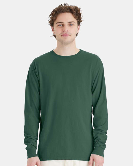 ComfortWash garment-dyed soft cotton long sleeve crewneck T-shirt