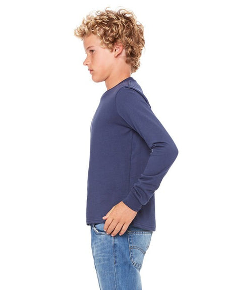 BELLA + CANVAS Youth Jersey Long Sleeve T-shirt in Heather Deep Teal