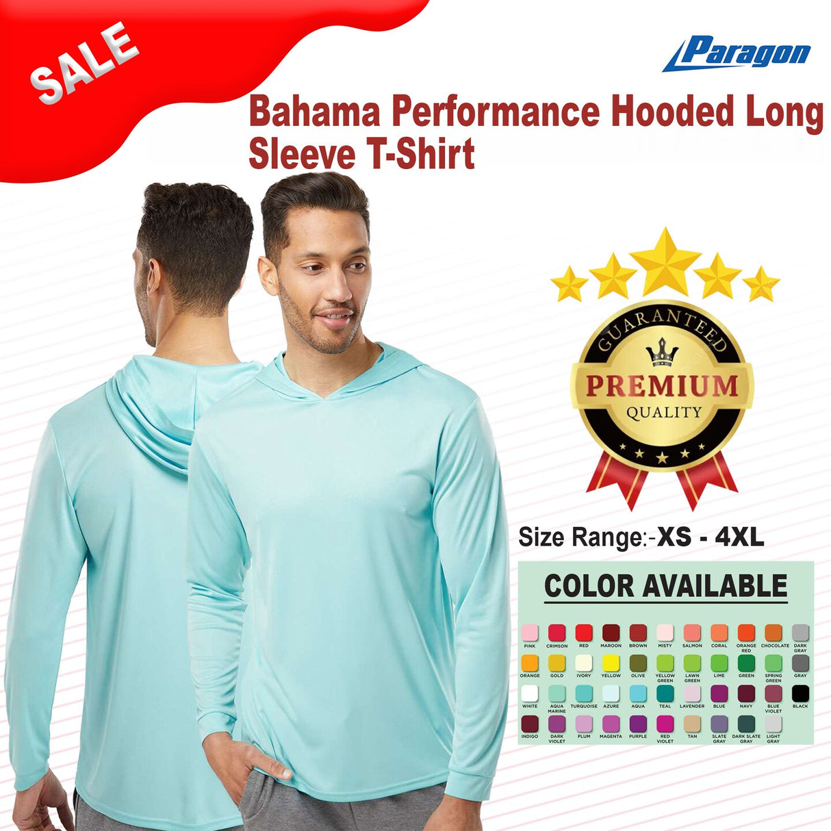Paragon® Bahama Performance Hooded Long Sleeve T-Shirt