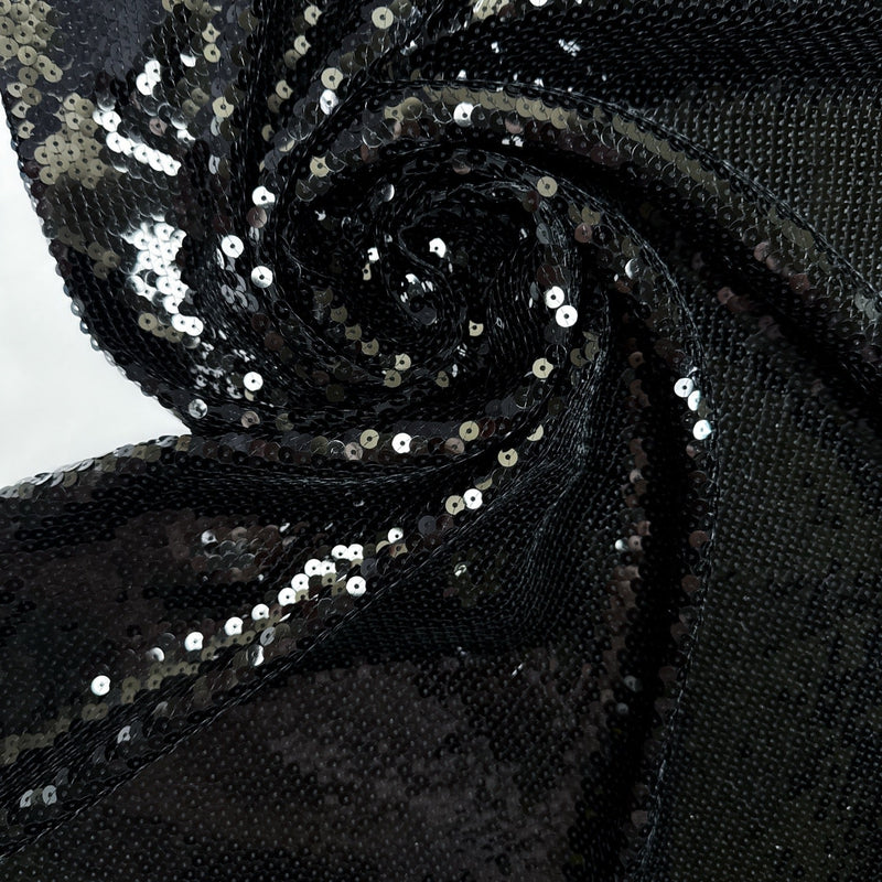 Black Crepe Sequined Polyamide Fabric