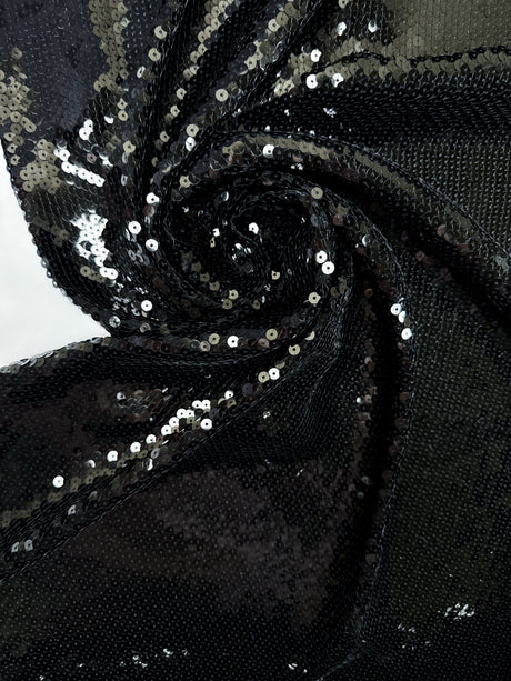 Black Crepe Sequined Polyamide Fabric