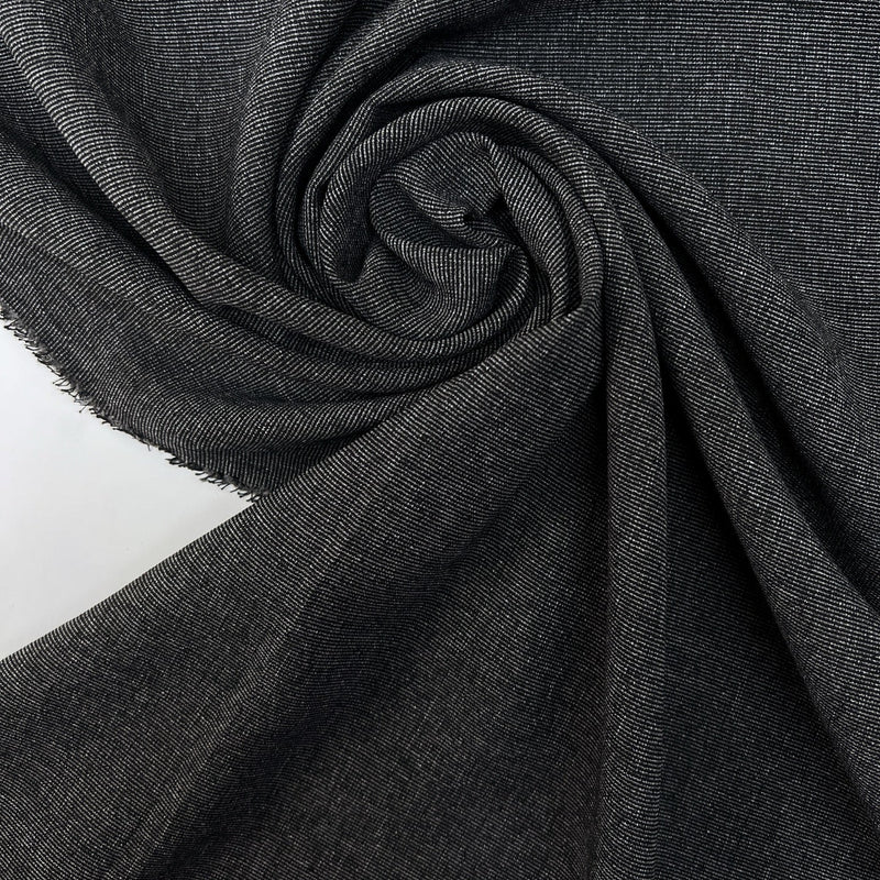 Wool Rep Weave Suiting Fabric Gray Black