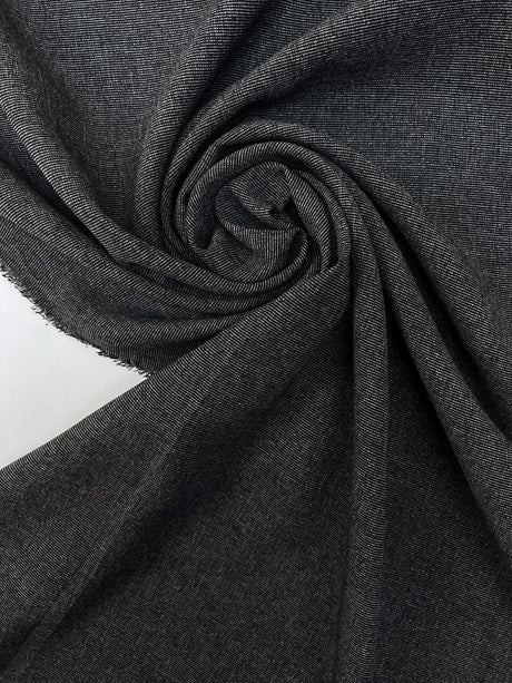 Wool Rep Weave Suiting Fabric Gray Black