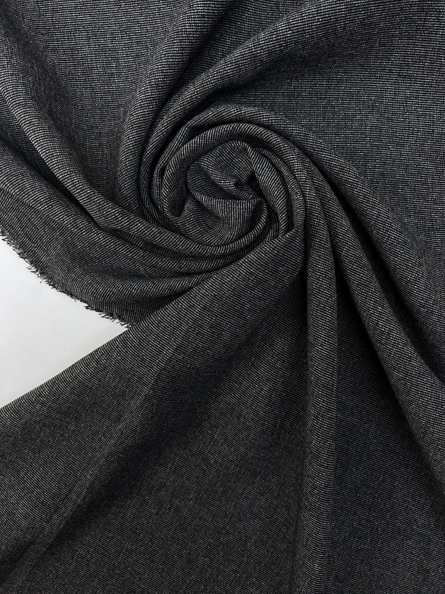 Wool Rep Weave Suiting Fabric Gray Black