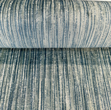Velvety Strie Aqua Blue Velvet Upholstery Fabric - Aqua Blue/Green Strie, 54" Width (1 Yard)