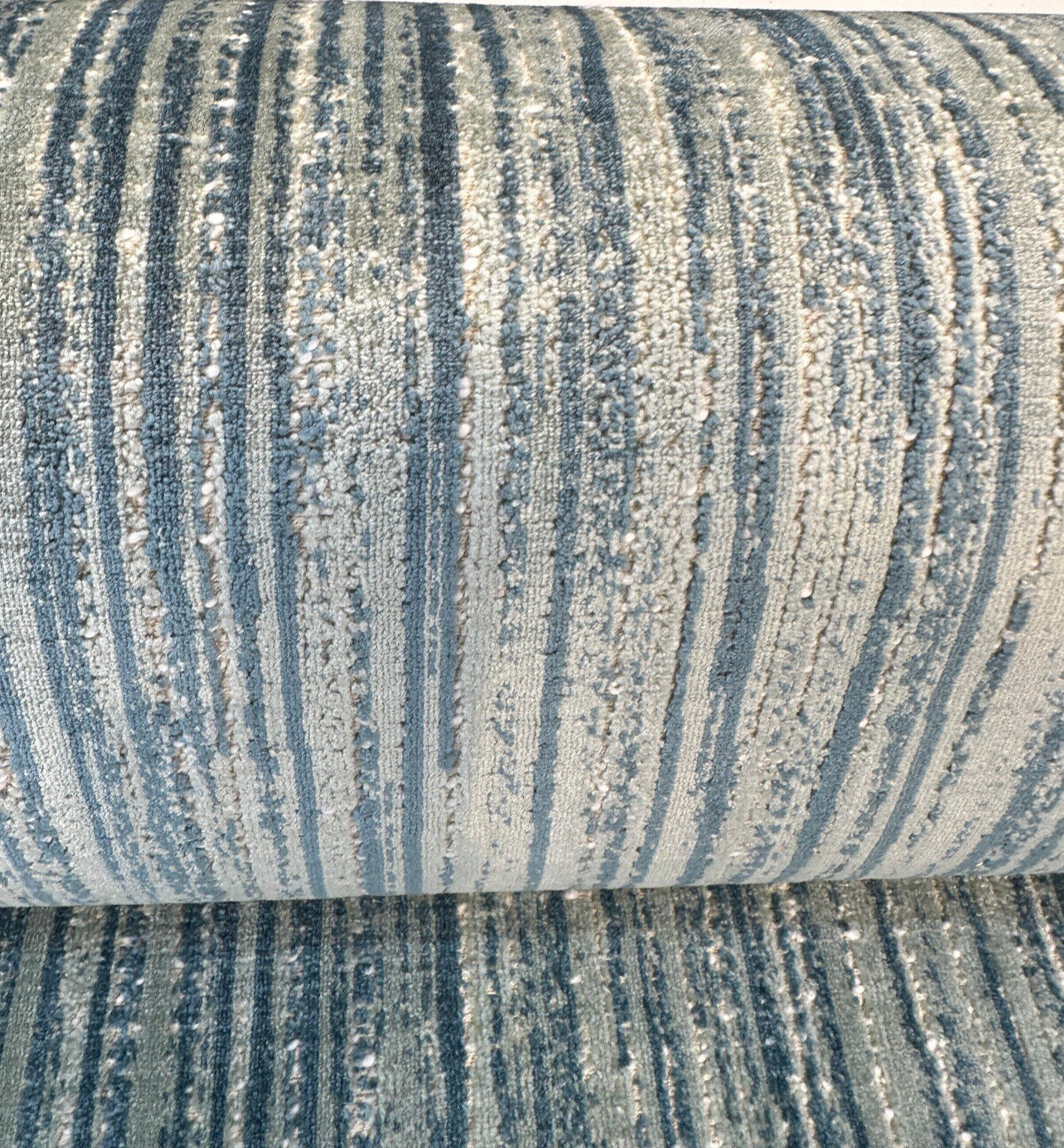 Velvety Strie Aqua Blue Velvet Upholstery Fabric - Aqua Blue/Green Strie, 54" Width (1 Yard)