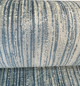Velvety Strie Aqua Blue Velvet Upholstery Fabric - Aqua Blue/Green Strie, 54" Width (1 Yard)