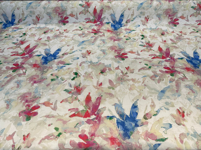 Waverly Soft Focus Bloom Cotton Fabric - Floral, Beige Background With Blue, Pale Pink, Ivory, And Green, 54" Width (By The Yard)