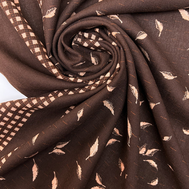 Italian Wool Floral Fabric Brown Beige