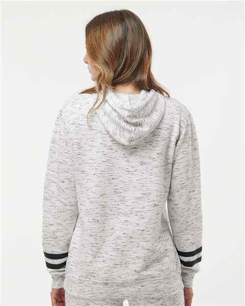 Women’s Mélange Fleece Striped-Sleeve Hooded Sweatshirt