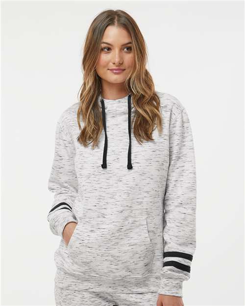 Women’s Mélange Fleece Striped-Sleeve Hooded Sweatshirt