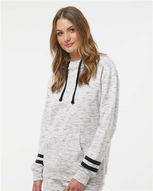 Women’s Mélange Fleece Striped-Sleeve Hooded Sweatshirt