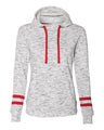 Women’s Mélange Fleece Striped-Sleeve Hooded Sweatshirt