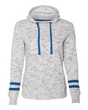 Women’s Melange Fleece Striped-Sleeve Hooded Sweatshirt