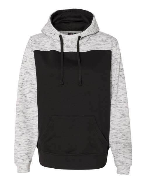 Mélange Fleece Colorblocked Hooded Sweatshirt