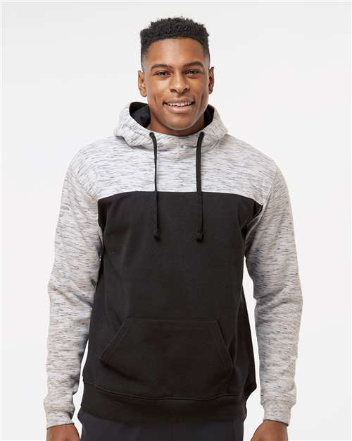 Mélange Fleece Colorblocked Hooded Sweatshirt