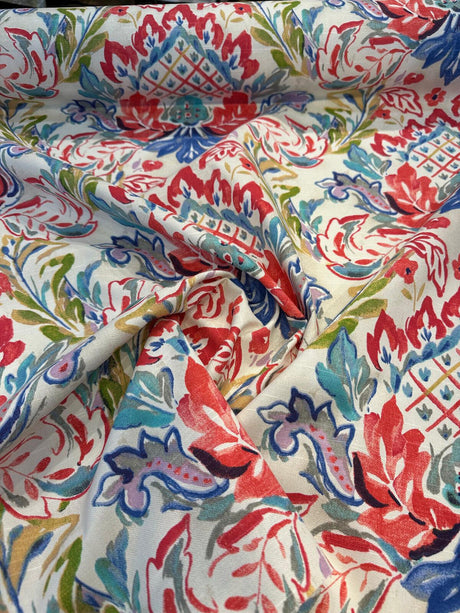 Waverly Confetti Flying Colors 100 Percent Cotton Fabric - Blue, Off White, Red, Pink, Turquoise, Gray, Green, Lavender Confetti Print, 13.5" Horizontal Repeat, 13.5" Vertical Repeat, 54" Width (1 Yard)
