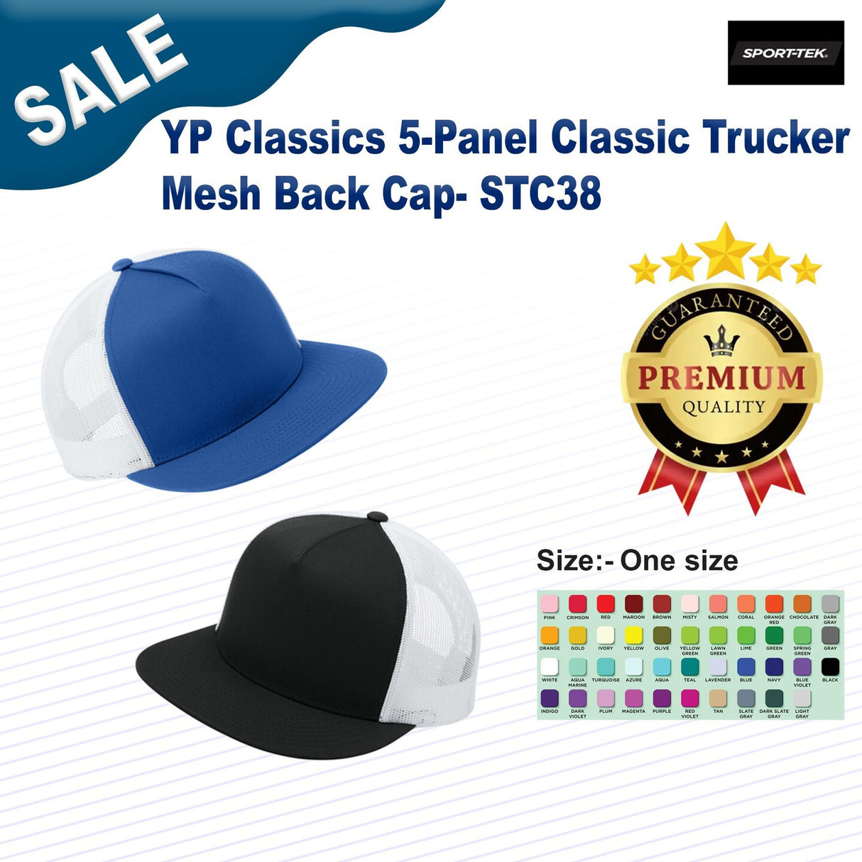 Sport-Tek® YP Classics 5-Panel Classic Trucker Mesh Back Cap