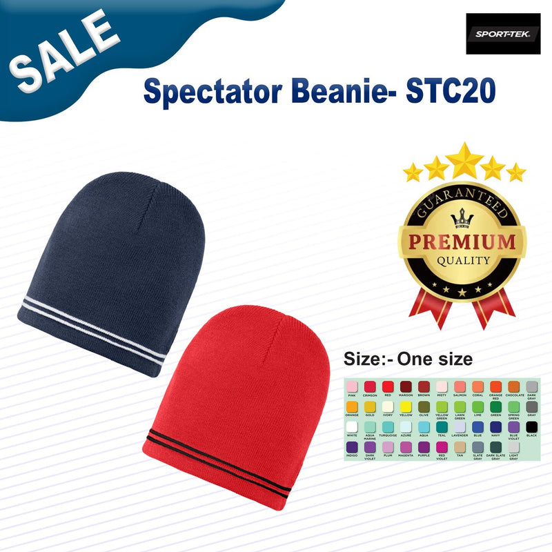 Sport-Tek Spectator Knit Winter Beanie with classic striped winter style