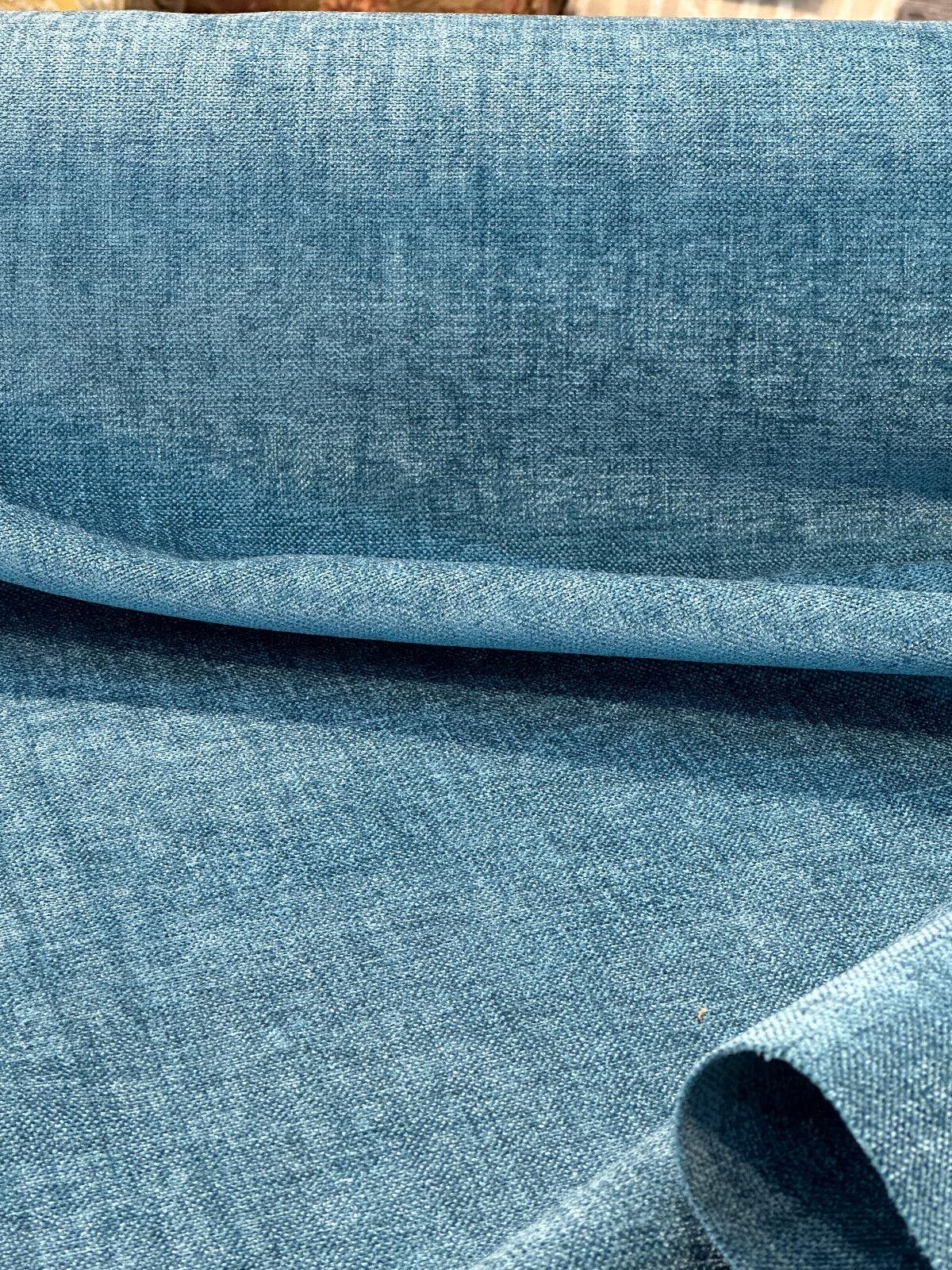 Sephora Chenille Upholstery Fabric - Turquoise Solid, 75,000 Double Rubs, 54" Width (1 Yard)