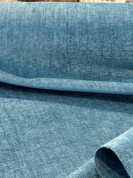Sephora Chenille Upholstery Fabric - Turquoise Solid, 75,000 Double Rubs, 54" Width (1 Yard)