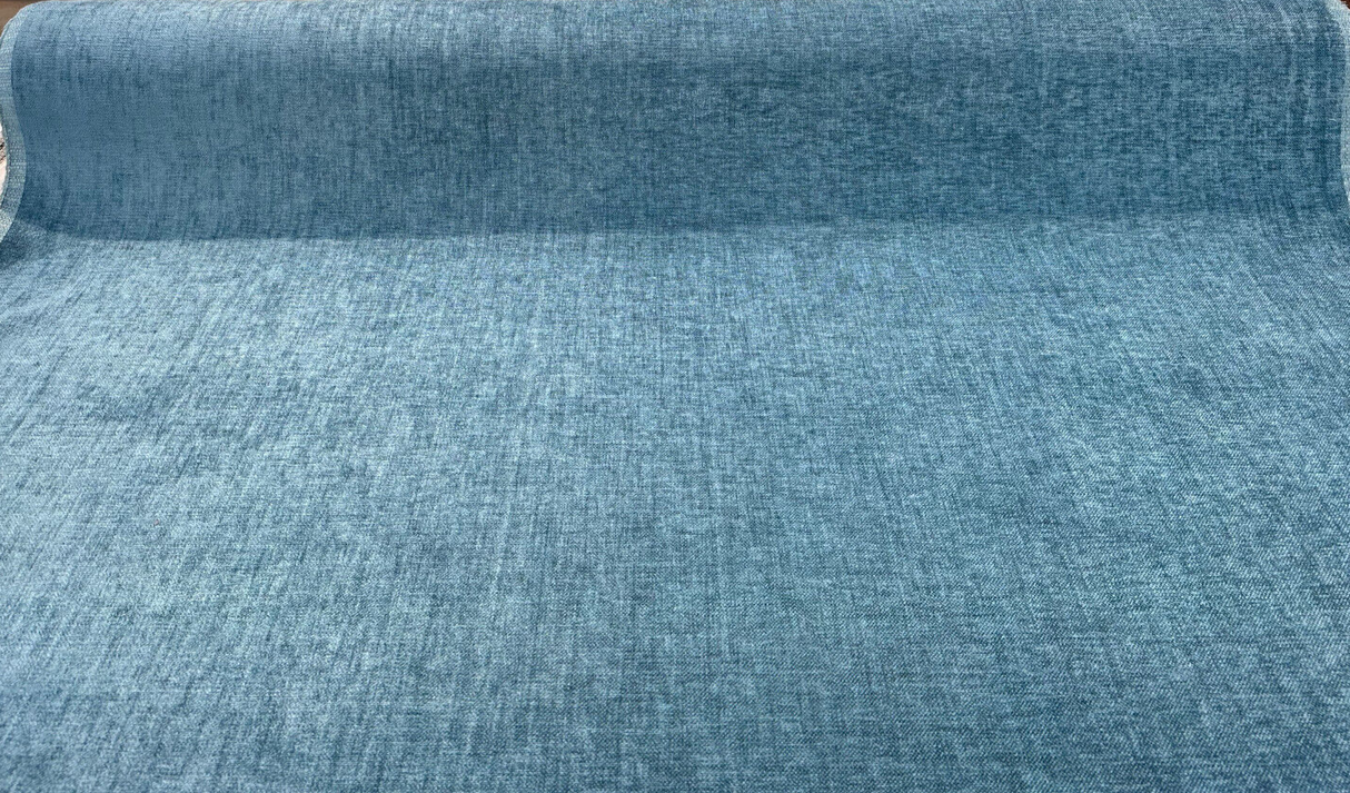 Sephora Chenille Upholstery Fabric - Turquoise Solid, 75,000 Double Rubs, 54" Width (1 Yard)