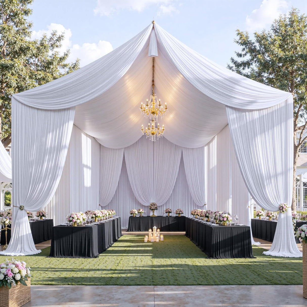 Spandex Ceiling Drapery Backdrop Panel 32 ft x 62 in White