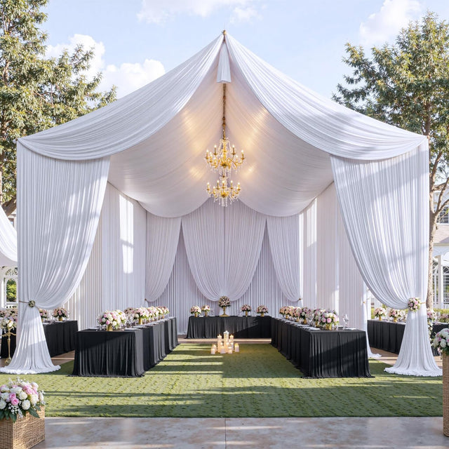 Spandex Ceiling Drapery Backdrop Panel 32 ft x 62 in White
