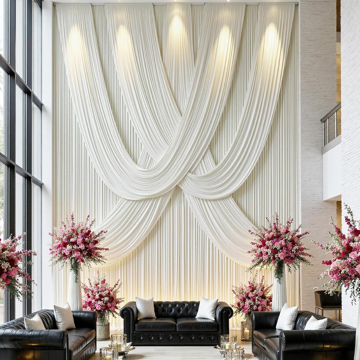 Spandex Ceiling Drapery Backdrop Panel 32 ft x 62 in Ivory