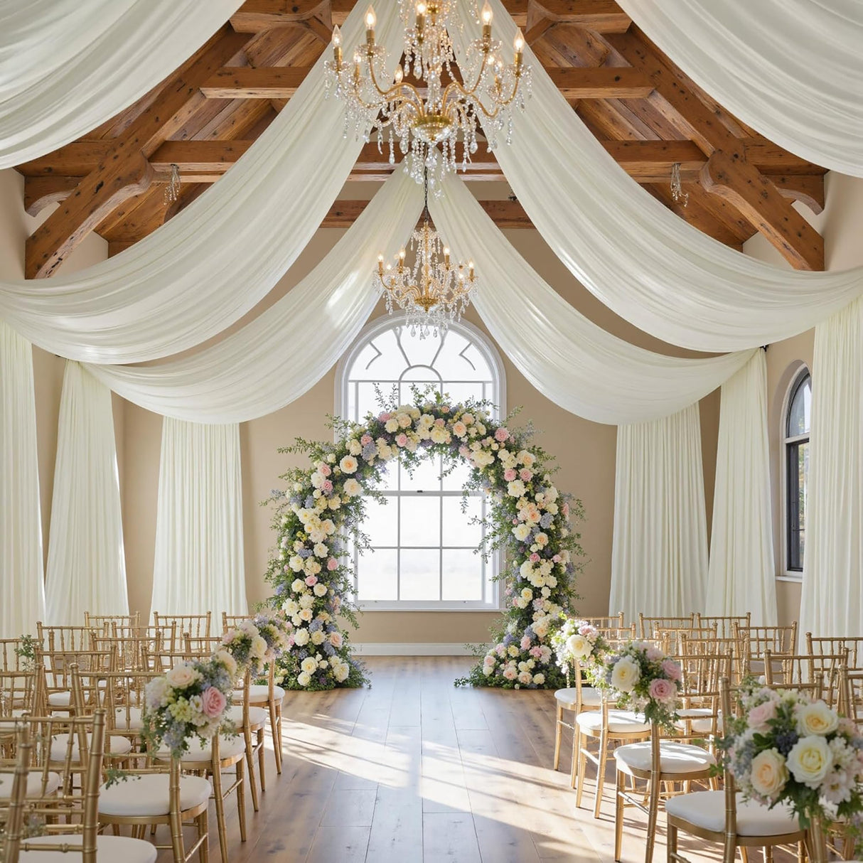Spandex Ceiling Drapery Backdrop Panel 32 ft x 62 in Ivory