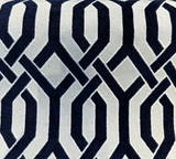 Naxos Chenille Fabric - Blue Indigo Geometric, 54" Width (1 Yard)
