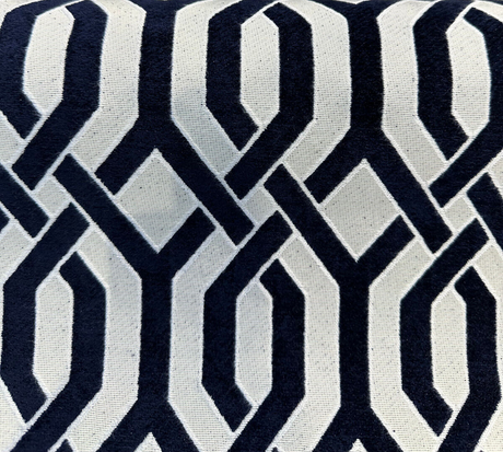 Naxos Chenille Fabric - Blue Indigo Geometric, 54" Width (1 Yard)