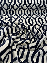 Naxos Chenille Fabric - Blue Indigo Geometric, 54" Width (1 Yard)