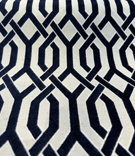 Naxos Chenille Fabric - Blue Indigo Geometric, 54" Width (1 Yard)