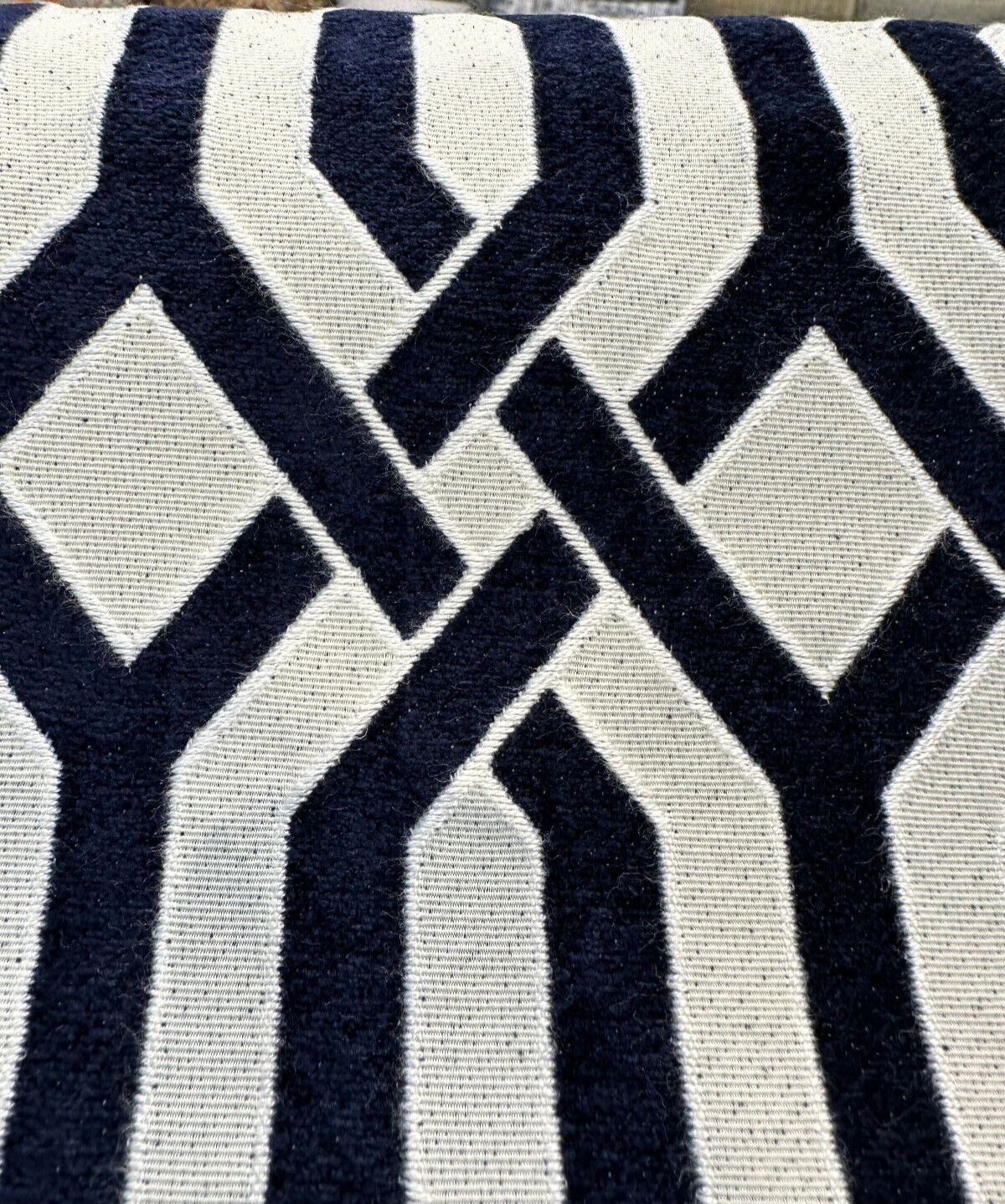 Naxos Chenille Fabric - Blue Indigo Geometric, 54" Width (1 Yard)