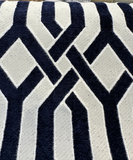 Naxos Chenille Fabric - Blue Indigo Geometric, 54" Width (1 Yard)