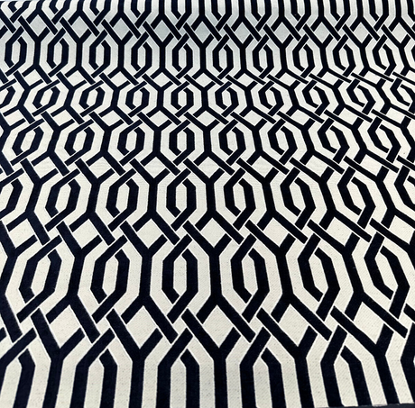 Naxos Chenille Fabric - Blue Indigo Geometric, 54" Width (1 Yard)