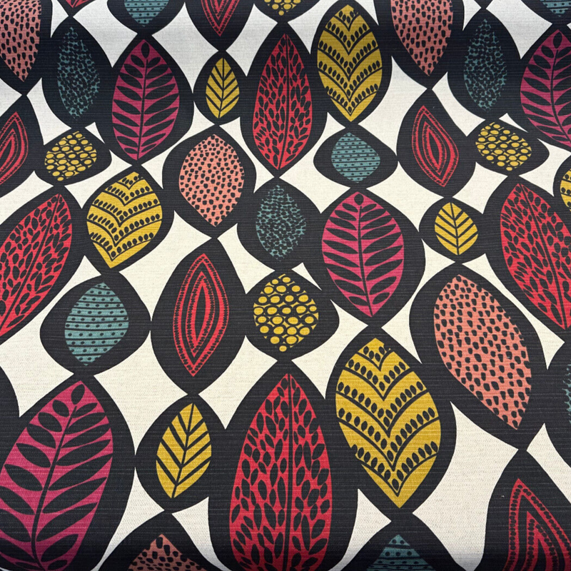 Amanda Jewel Leaves Linen Cotton Linen Fabric - Multicolor Leaf Pattern, 54" Width (1 Yard)