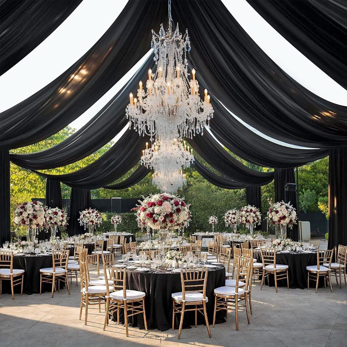 Spandex Ceiling Drapery Backdrop Panel 32 ft x 62 in Black