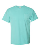 Camiseta unisex teñida de prenda con bolsillo