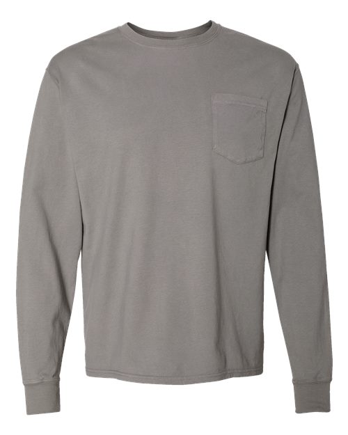 Garment-Dyed Long Sleeve T-Shirt With a Pocket