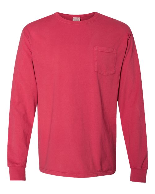 Garment-Dyed Long Sleeve T-Shirt With a Pocket