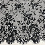 3 Yards Chantilly Embroidered Lace Fabric with Eyelash Scallop