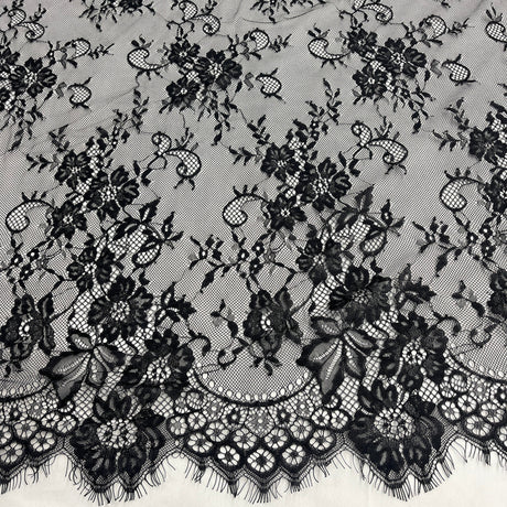 Embroidered Chantilly Lace with Eyelash Scallop