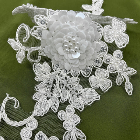 Beaded Floral Lace Applique